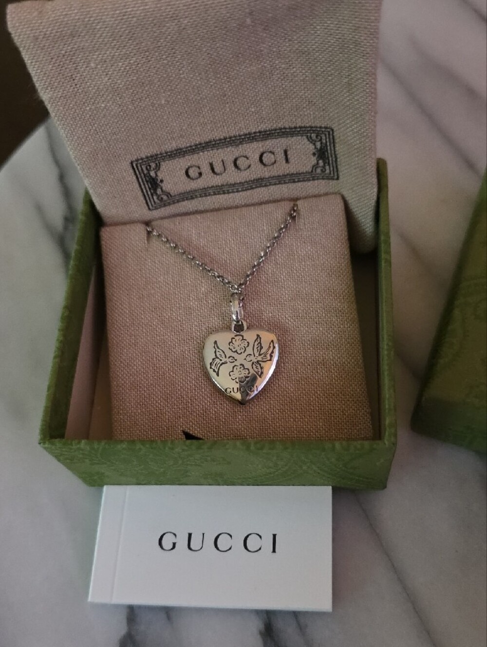 Gucci NIB Blind For Love Double Sided .925 Silver Heart Pendant Necklace 💗 - Picture 1 of 9